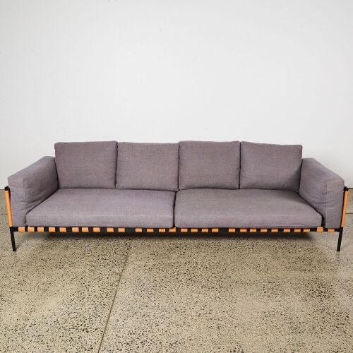 A Zanotta Four Seat Parco Sofa in Leather & Fabric