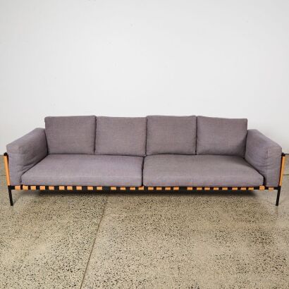 A Zanotta Four Seat Parco Sofa in Leather & Fabric