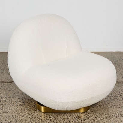 A White Boucl&eacute; Style Lounge Chair
