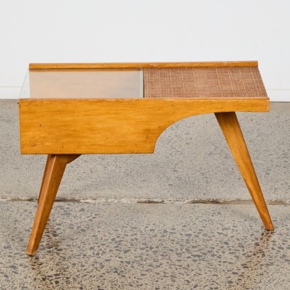 A Mid-Century Rimu and Textured Ply Telephone Seat