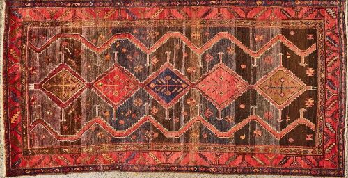 An Antique Hand Knotted Wool Hamadan Tribal Rug