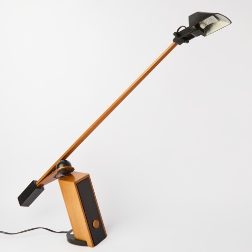 A Postmodern Wooden Counterbalance Desk Lamp c.1990s