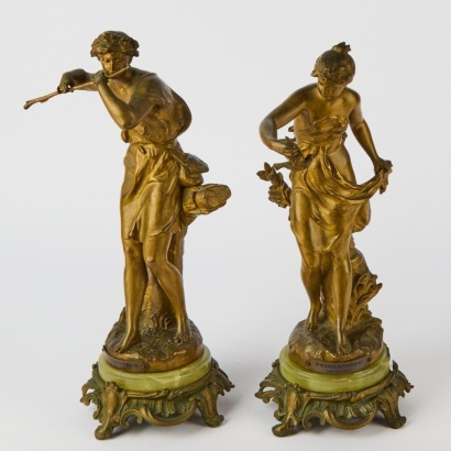 A Pair of French School Ernest Justin Ferrand Bronzes, Circa 1900