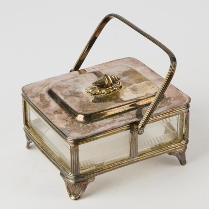 A Walker and Hall Silver Plate and Glass Sardine Dish