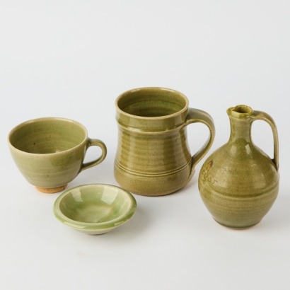 A Group of Four St Ives Celadon Pottery Pieces