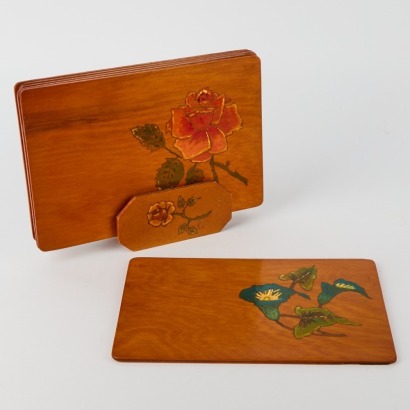 A Set of Six Poker Work Placemats