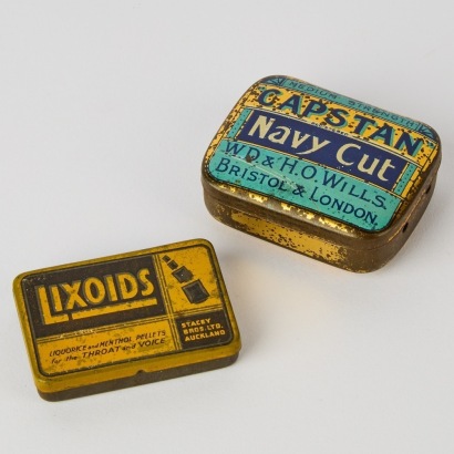 A Pair of Small Vintage Tins Capslan Navy Cut Tins