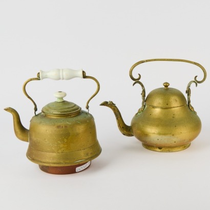 A Pair of Vintage Copper Teapots