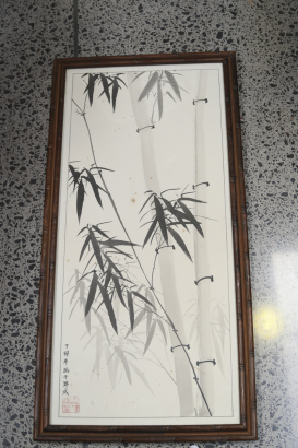 A Chinese cranes ink bamboo painting