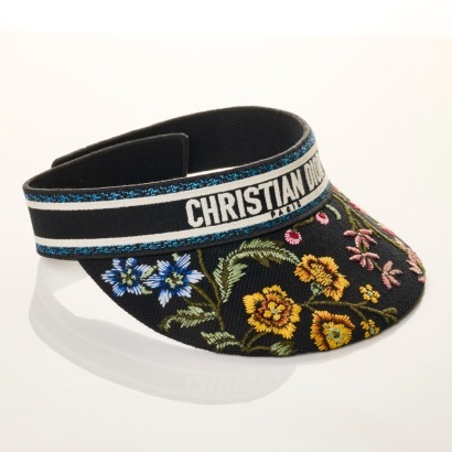 Christian Dior, Jardin Botanique Embroidery Visor, Size 56cm