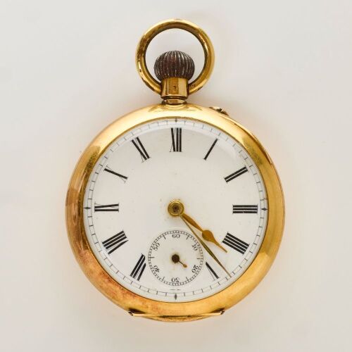 18ct Yellow Gold, 41mm Swiss Made Open-faced Pocket Watch, circa 1905