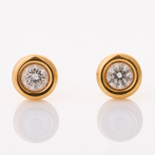 Tiffany & Co, Elsa Peretti, .14ct Diamond Stud Earrings with Box