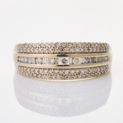 10ct White Gold, Three Row, 0.50ct Diamond Dress Ring
