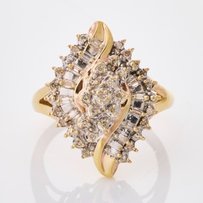 9ct Yellow Gold, 0.10ct Diamond Cluster Dress Ring