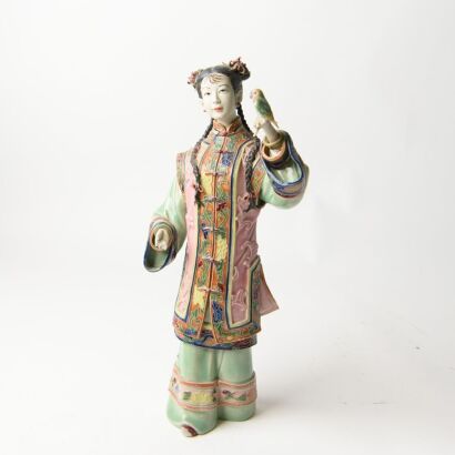 A Chinese Foshan Pottery Lady's Figure