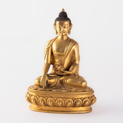 A Chinese TIbetan Gilt-bronze Buddha Statue