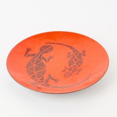 A Red Enamel Plate