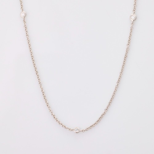 18ct White Gold, .19ct Diamond Set, 43cm Station Necklace - Near new