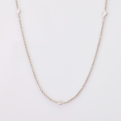 18ct White Gold, .19ct Diamond Set, 43cm Station Necklace - Near new