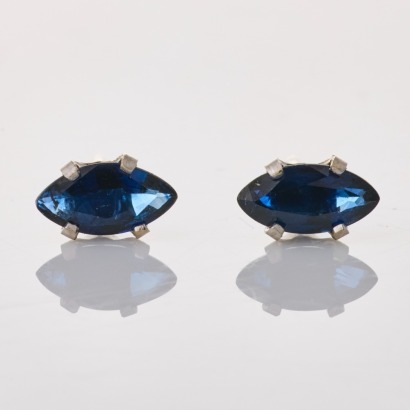 14ct White Gold, 3.50mm, Sapphire Stud Earrings