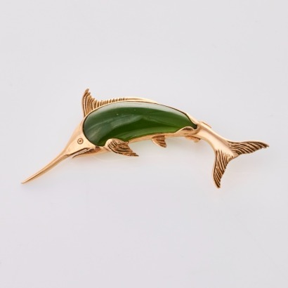 9ct Rose Gold, Vintage, Marlin Brooch