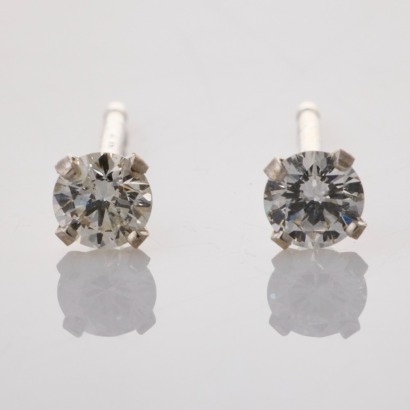 14ct White Gold, 3.10mm, Diamond Stud Earrings
