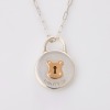 Tiffany & Co, Sterling Silver / 18ct Rose Gold Round Padlock Pendant on 45cm Paper-clip Link Chain