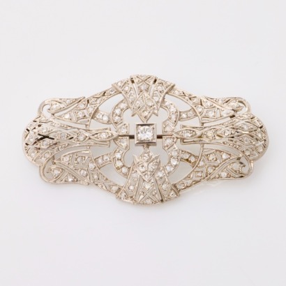Platinum, Antique, .54ct Diamond Brooch