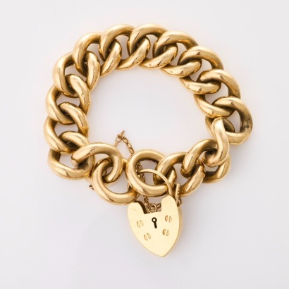 9ct Yellow Gold, Vintage Hollow Curb Link Bracelet