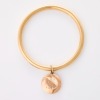 9ct Yellow / Rose Gold, Vintage, 5.6mm Wide Round Hollow Bangle with Locket Charm - 2