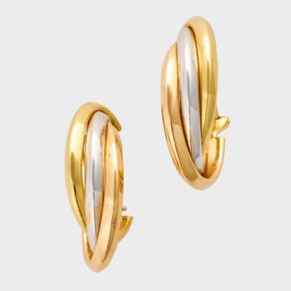 18ct Yellow, Rose and White Gold, Hollow Hoop Earrings
