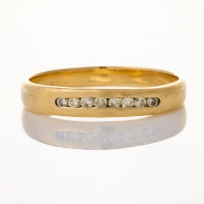 9ct Yellow Gold, 0.08ct Diamond Channel Set Band