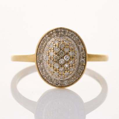 9ct Yellow Gold, 0.20ct Diamond Oval Cluster Ring