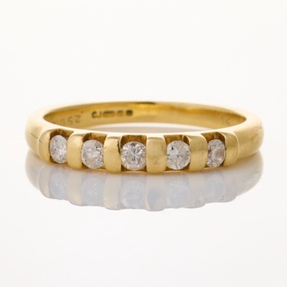 9ct Yellow Gold, 0.25ct Diamond Five Stone Band