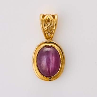 9ct Yellow Gold, Pink Star Sapphire Pendant