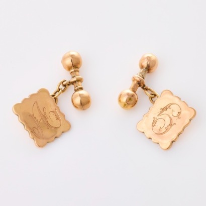 9ct Yellow Gold, Antique, Hollow Cufflinks