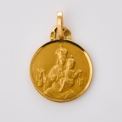 18ct Yellow Gold, Religious Medal Pendant