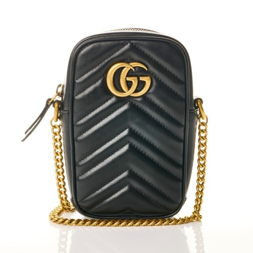 Gucci, Black Chevron Marmont Matelasse Mini Bag with Box