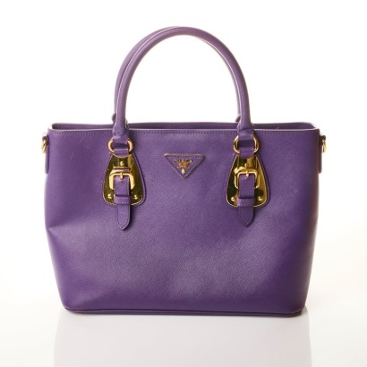 Prada, Purple Leather Saffiano Tote Bag