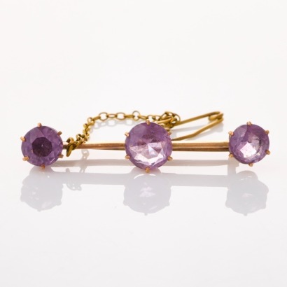 9ct Rose Gold, Amethyst Victorian Bar Brooch