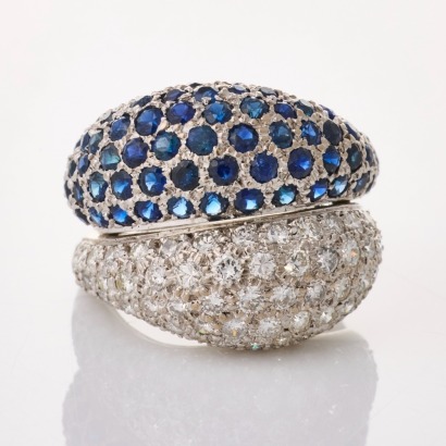 Platinum, 1.20ct Diamond / 2.80ct Sapphire Dress Ring