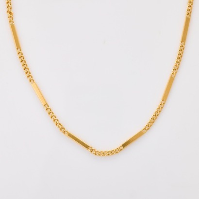 18ct Yellow Gold, 68cm Curb / Bar Link Necklace