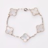 Van Cleef & Arpels. 18ct White Gold, Mother-of-Pearl Vintage Alhambra 5-Motif Bracelet with Box