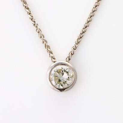 Platinum, 0.71ct Diamond Pendant on 37cm Platinum Wheat Sheaf Chain