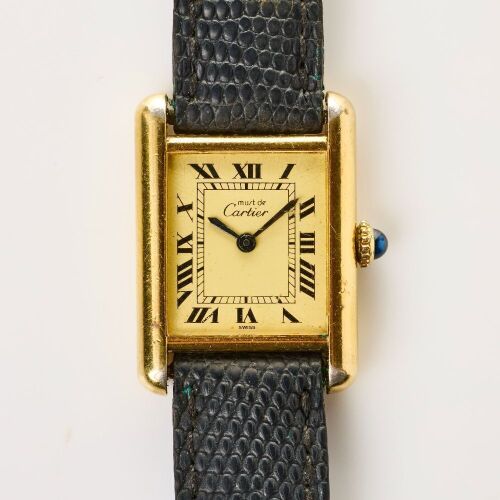 Vermeil Cartier, Must de Cartier Tank, Hand-wound Wristwatch