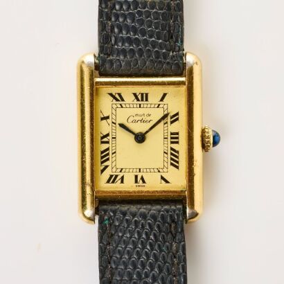 Vermeil Cartier, Must de Cartier Tank, Hand-wound Wristwatch