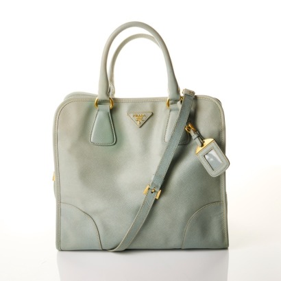 Prada, Light Greyish Blue Saffiano Lux Tote Bag
