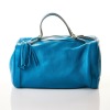 Gucci, Blue Calf Skin Leather Boston Bag