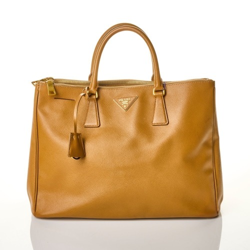 Prada, Camel Saffiano Galleria Double Zip Tote Bag