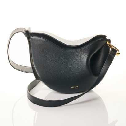 Polene, Black Leather Tonca Shoulder Bag